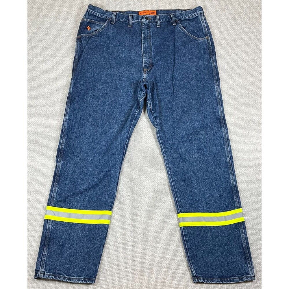 Wrangler Riggs FR Jeans Men’s 46x34 Cat 2 2112 Flame Resistant Blue High Vis